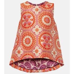 NWOT La Double J Sun Jacuard La Scala Orange Pink Seashell Print Top M